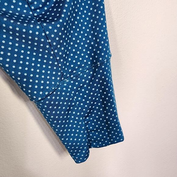 Lands' End Women's Top XLP 18 Polka Dot Teal Blue Long Sleeve Crew Neck Stretch - Picture 6 of 9